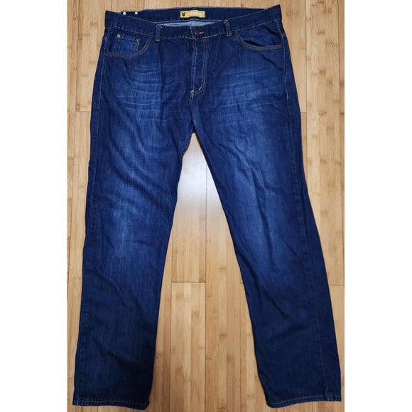 RARE Playboy Bunny Skinny Jeans Mens Sz 42x34 Blue Stretch Denim Pants Dark Wash - Picture 1 of 13